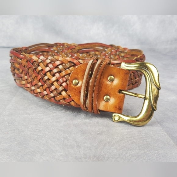 Vintage 80s 90s Woven Wide Waist‎ Belt Made in Italy Size S - Picture 3 of 11